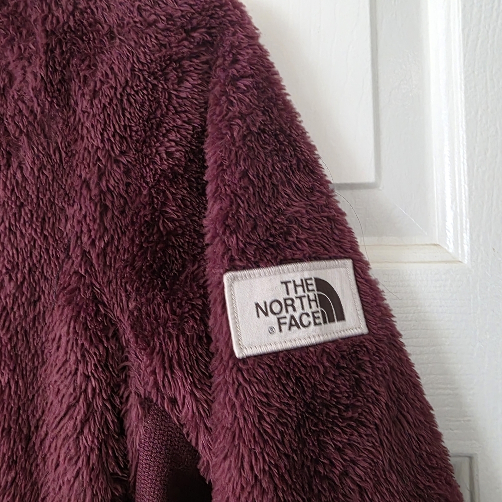 The North Face Furry Fleece Full Zip Jacket M Burgundy Red - Picture 4 of 12